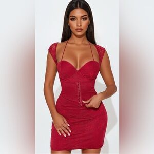 Fashion Nova Scarlett Mesh Mini Dress - Wine